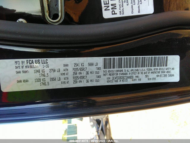 Dodge Journey Sxt 2016 3C4PDDBG9GT200859 Image 9