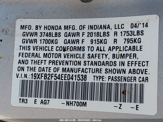 Honda Civic Sedan Lx 2014 19XFB2F54EE041538 Image 10