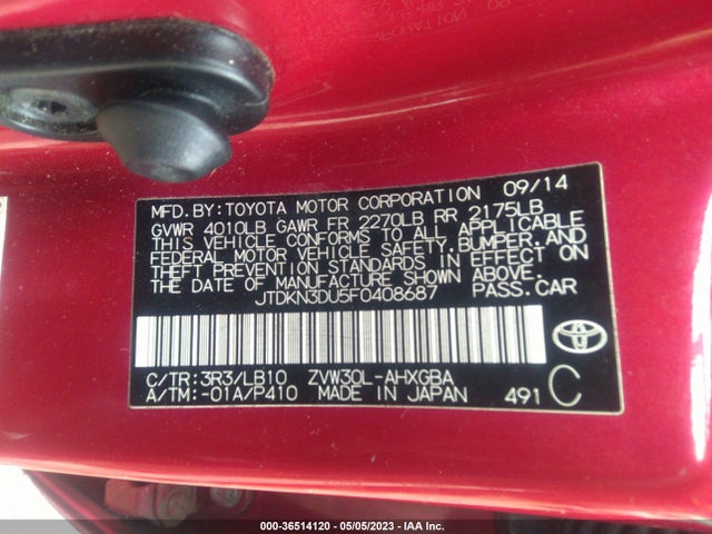 Toyota Prius Four 2015 JTDKN3DU5F0408687 Image 10