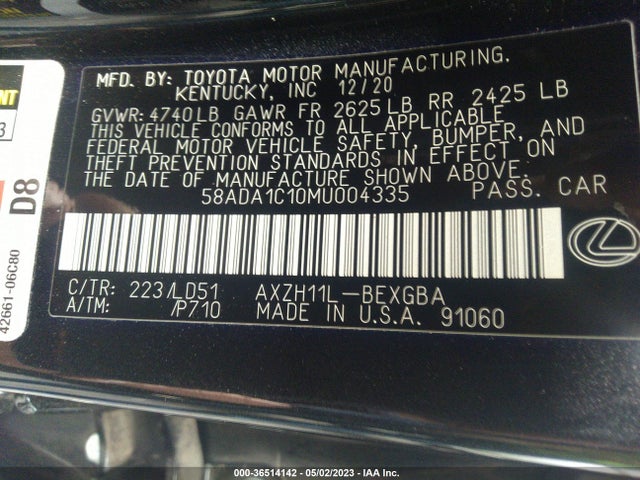 58ADA1C10MU004335 Lexus Es Es 300h