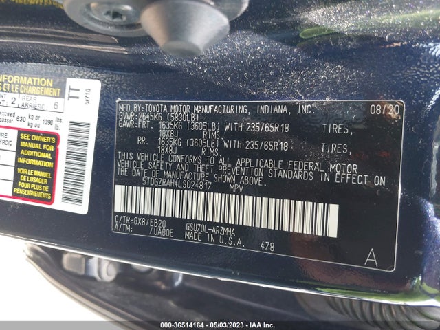 Toyota Highlander Xle 2020 5TDGZRAH4LS024817 Image 9