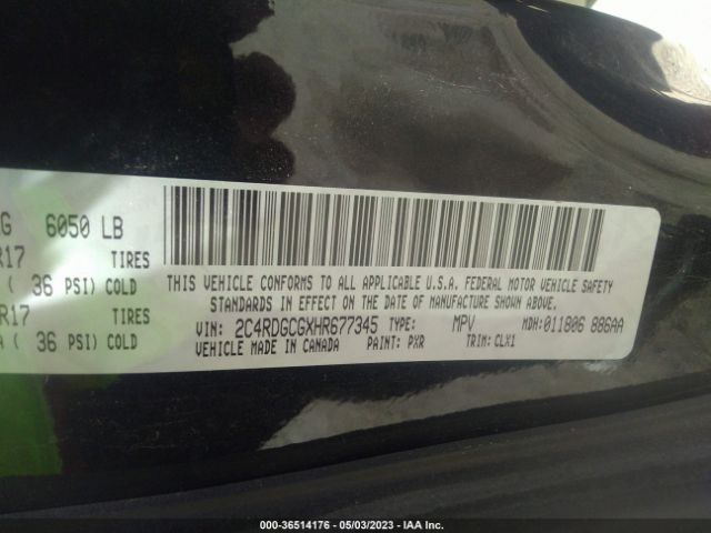 2C4RDGCGXHR677345 Dodge Grand Caravan Sxt