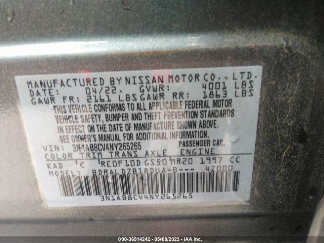 3N1AB8CV4NY265265 Nissan SENTRA SV