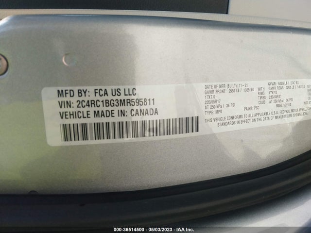 2C4RC1BG3MR595811 Chrysler Pacifica Touring L