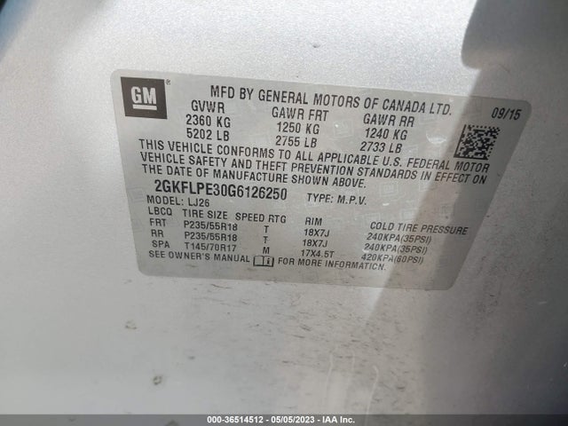 GMC Terrain Slt 2016 2GKFLPE30G6126250 Image 9