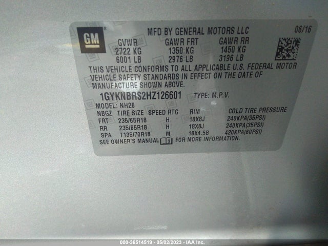 1GYKNBRS2HZ126601 Cadillac Xt5 Luxury Fwd