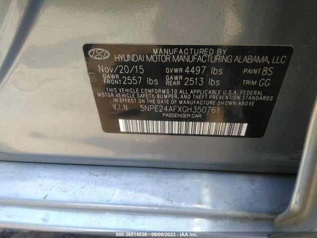 Hyundai Sonata 2.4l Se 2016 5NPE24AFXGH350761 Image 11
