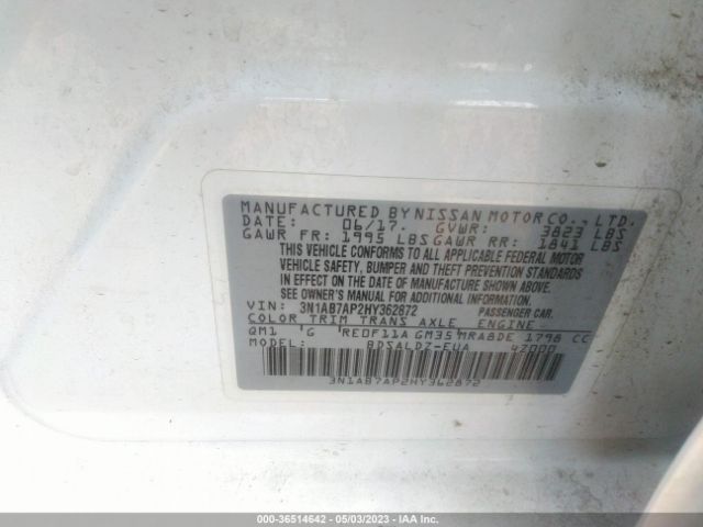 3N1AB7AP2HY362872 Nissan SENTRA SV