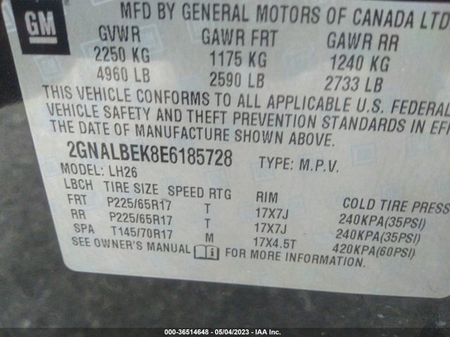 Chevrolet EQUINOX LT 2014 2GNALBEK8E6185728 Image 10