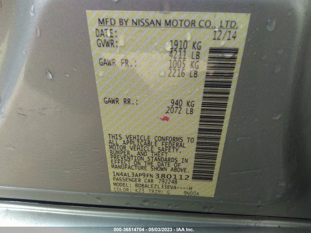 Nissan Altima 2.5 S 2015 1N4AL3AP9FN380112 Image 11