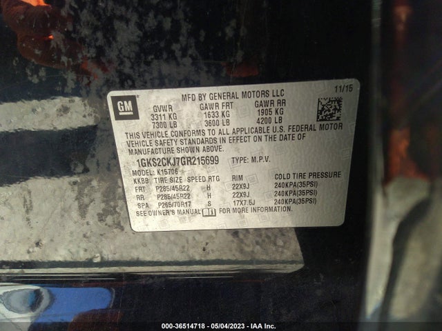 GMC YUKON DENALI 2016 1GKS2CKJ7GR215699 Image 9