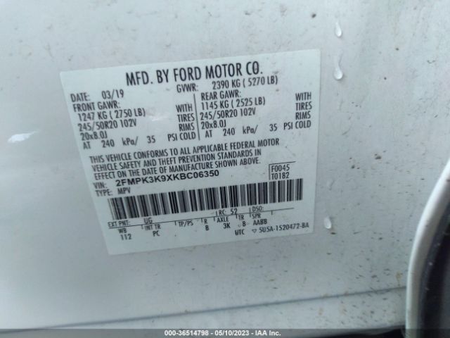 2FMPK3K9XKBC06350 Ford Edge Titanium
