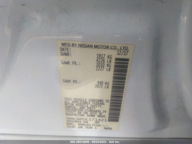 1N4AL3AP1JC171421 Nissan Altima 2.5 Sl