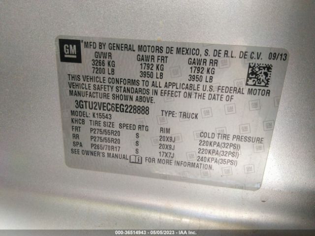 3GTU2VEC6EG228888 GMC Sierra 1500 Slt