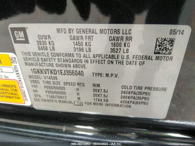 1GKKVTKD1EJ356040 GMC Acadia Denali