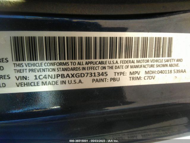 1C4NJPBAXGD731345 Jeep Patriot Sport