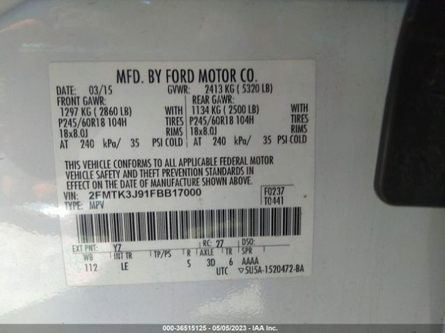 2FMTK3J91FBB17000 Ford EDGE SEL