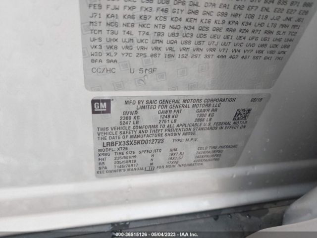LRBFX3SX5KD012723 Buick Envision Premium