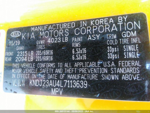 KNDJ23AU4L7113639 KIA SOUL LX