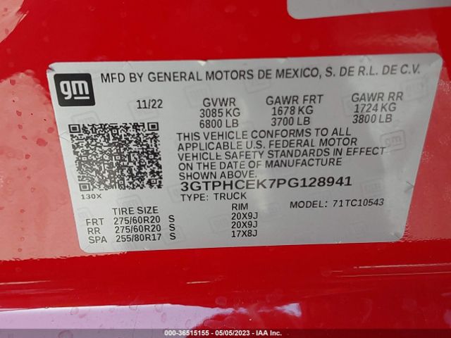 3GTPHCEK7PG128941 GMC Sierra 1500 Elevation