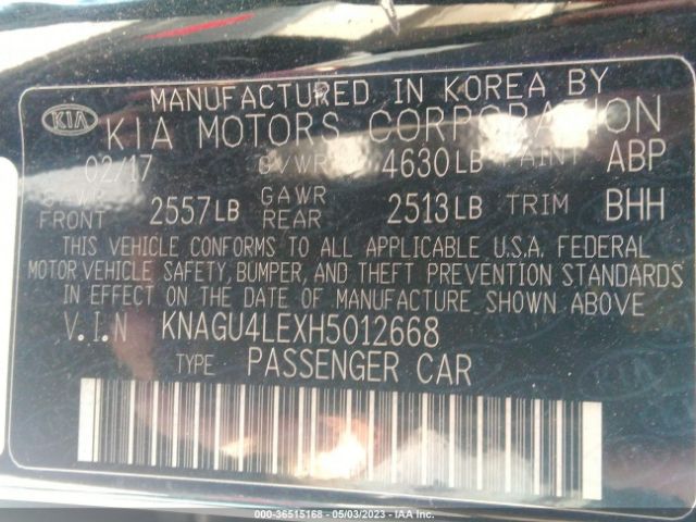 KNAGU4LEXH5012668 KIA Optima Hybrid Ex
