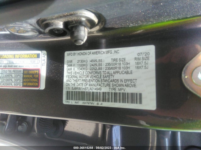 Honda CR-V EX 2020 5J6RW1H57LA014949 Image 9