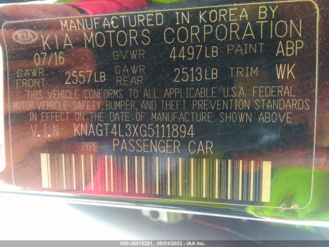 KNAGT4L3XG5111894 KIA Optima Lx