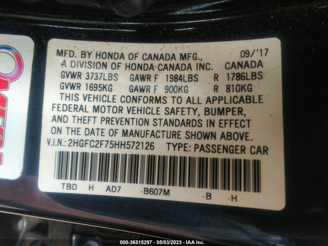 Honda Civic Sedan Ex 2017 2HGFC2F75HH572126 Image 9