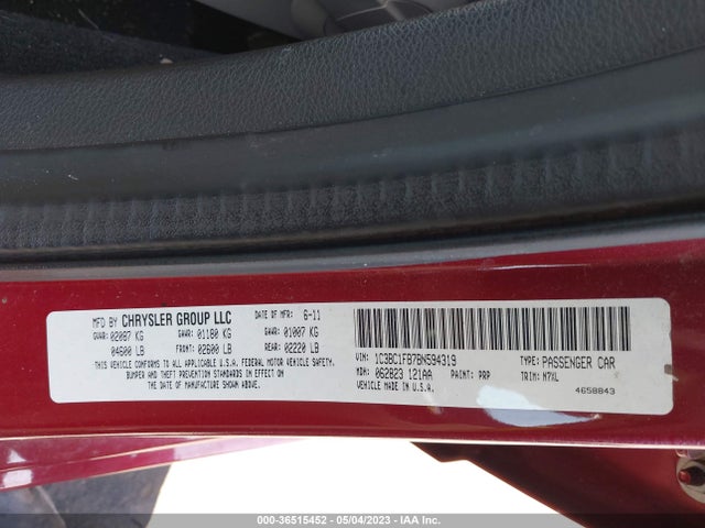 Aukcja sprzedaży 2011 Chrysler 200 Touring, vin: 1C3BC1FB7BN594319, numer aukcji: 36515452