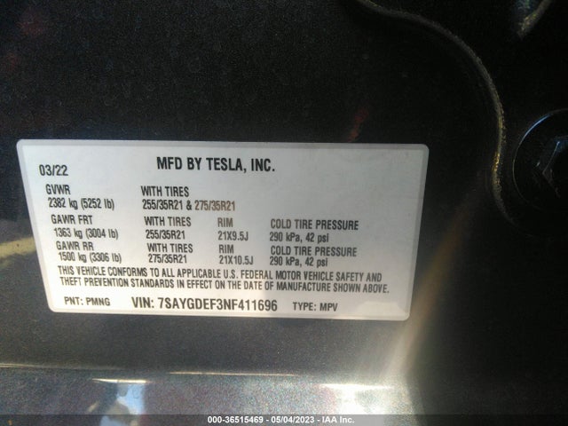 Tesla Model Y Performance 2022 7SAYGDEF3NF411696 Image 10