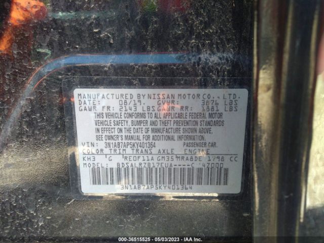 3N1AB7AP5KY401364 Nissan SENTRA SR