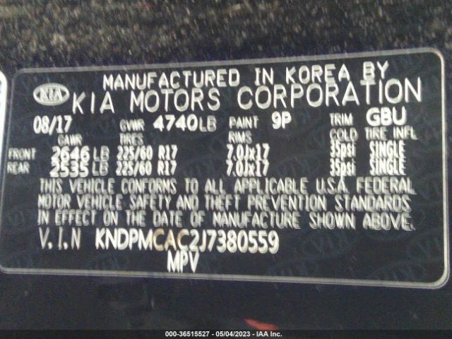 KNDPMCAC2J7380559 KIA Sportage Lx