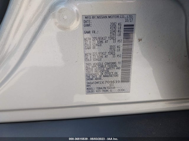 2018 NISSAN ROGUE S VIN: 5N1AT2MT1JC709639