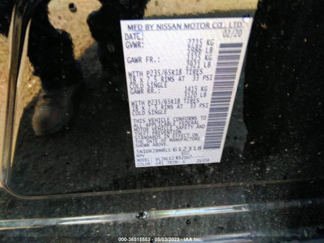5N1DR2BM8LC612318 Nissan Pathfinder Sv