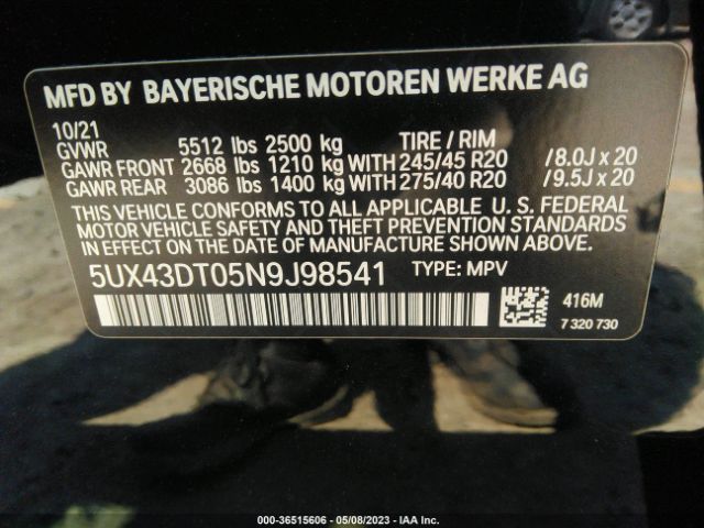 5UX43DT05N9J98541 BMW X4 M40i