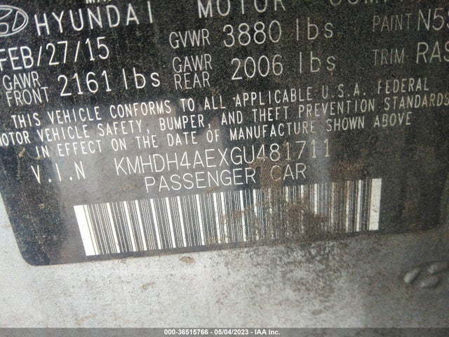 Hyundai ELANTRA SE 2016 KMHDH4AEXGU481711 Image 10