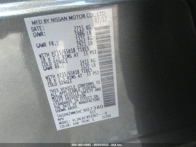 Nissan Pathfinder S 2017 5N1DR2MM3HC907380 Image 10
