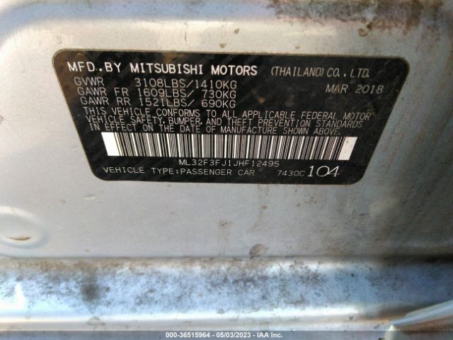 ML32F3FJ1JHF12495 Mitsubishi Mirage G4 Es