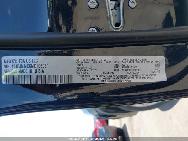 1C4PJMMX6MD103061 Jeep Cherokee Latitude Lux