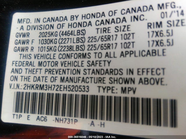 Honda Cr-v Ex-l 2014 2HKRM3H72EH520533 Image 9
