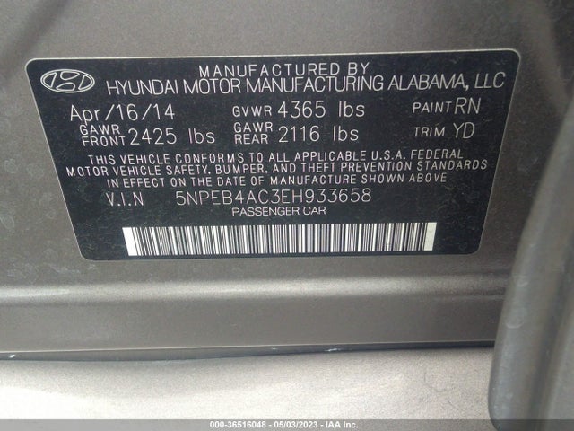 Hyundai SONATA GLS 2014 5NPEB4AC3EH933658 Image 10
