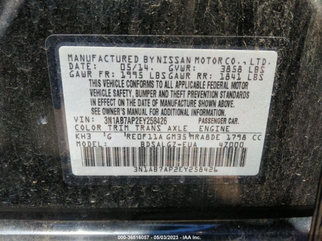3N1AB7AP2EY258426 Nissan SENTRA SL