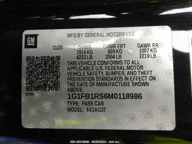 Chevrolet Camaro 1lt 2021 1G1FB1RS6M0118986 Image 10