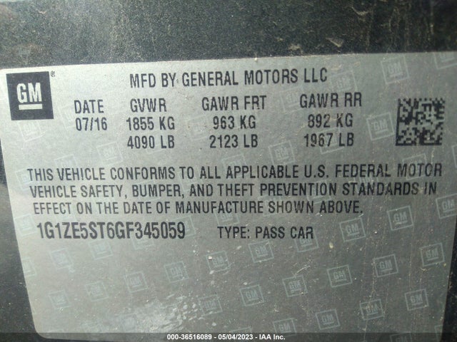 Chevrolet MALIBU LT 2016 1G1ZE5ST6GF345059 Image 10