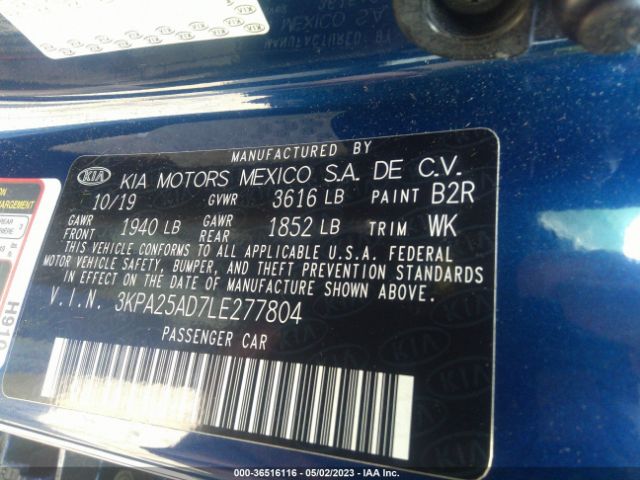 3KPA25AD7LE277804 KIA Rio 5-door S