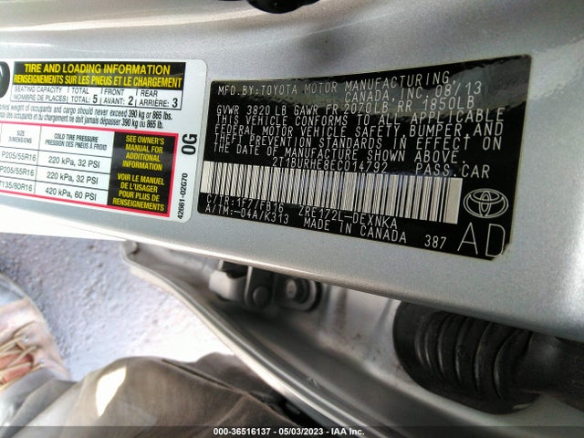 Toyota Corolla L/le/s/s Plus/le Plus 2014 2T1BURHE8EC014792 Image 9