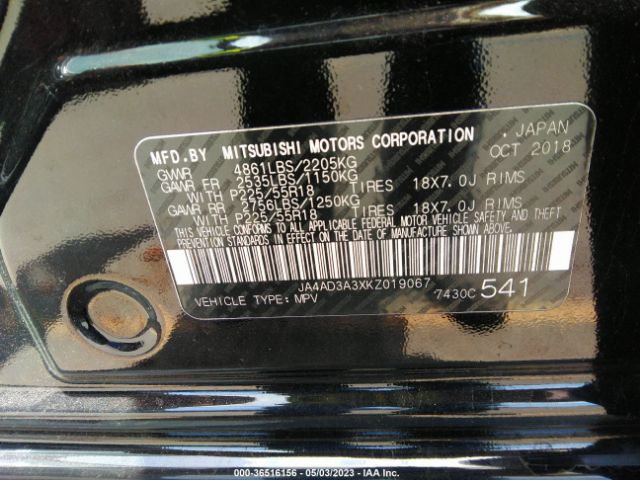 JA4AD3A3XKZ019067 Mitsubishi Outlander Se/sel/le