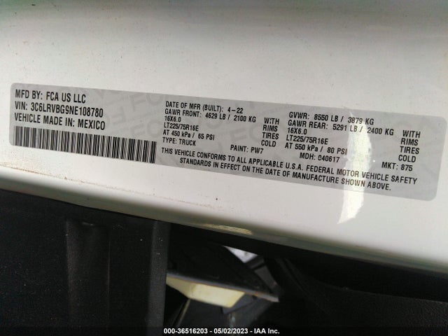 RAM Promaster Cargo Van 2022 3C6LRVBG9NE108780 Image 10
