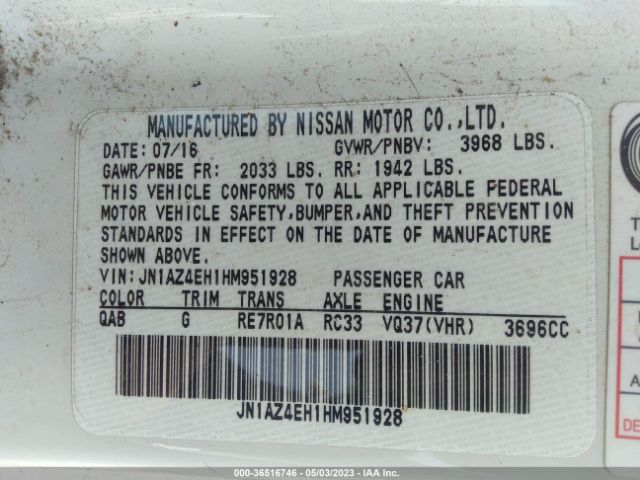 JN1AZ4EH1HM951928 Nissan 370Z