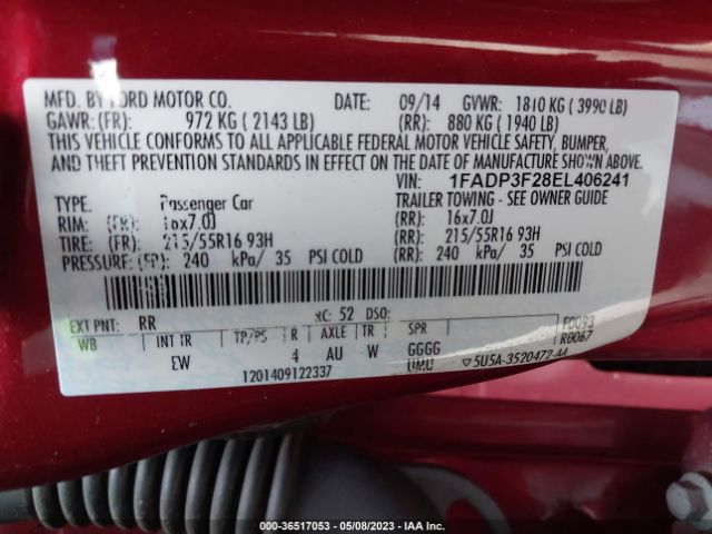 1FADP3F28EL406241 Ford FOCUS SE